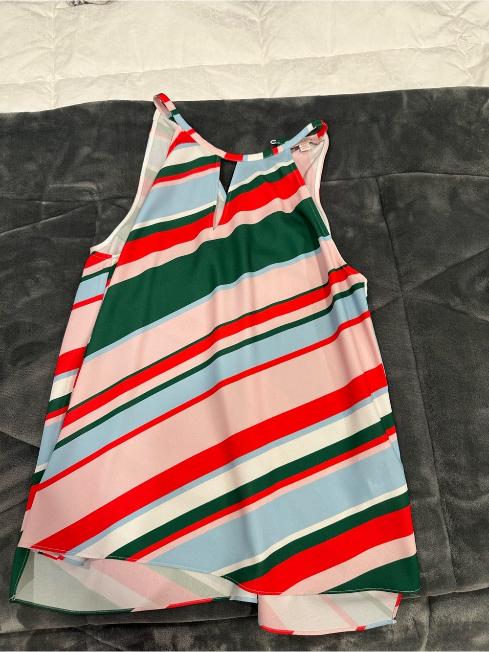 Ted Baker London Striped Light Blue, Green & Red Tank Top